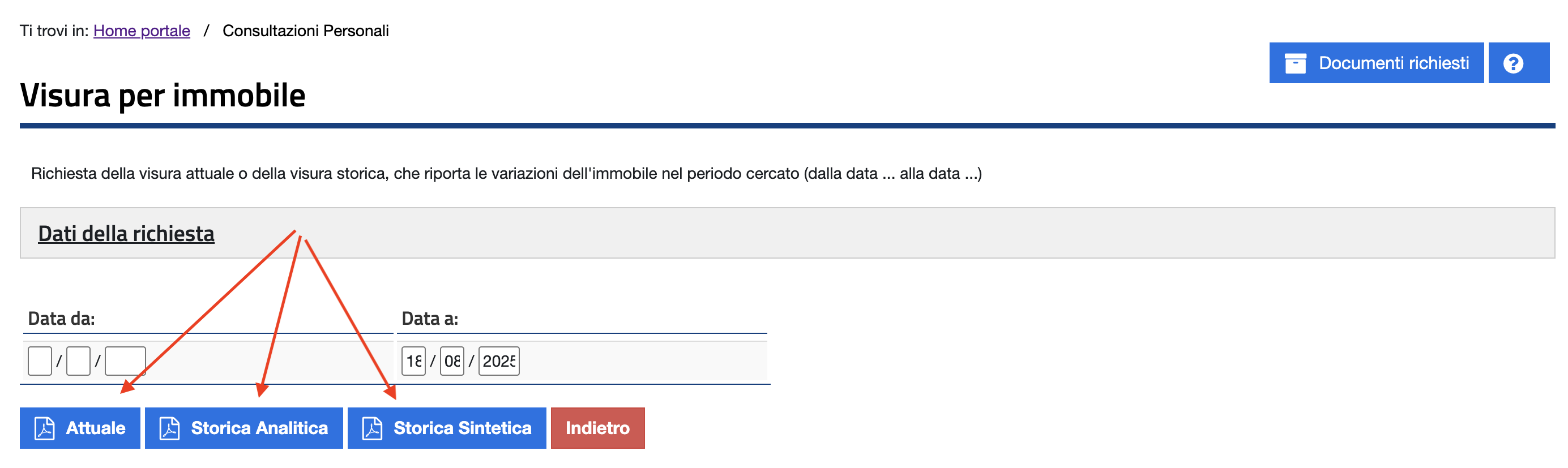 Download della visura in PDF